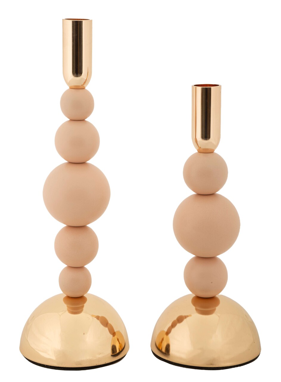 Set 2 suporturi de lumanare Bolly, Mauro Ferretti, 10x24 cm, 10x29.5 cm, fier, roz/auriu - imagine 6